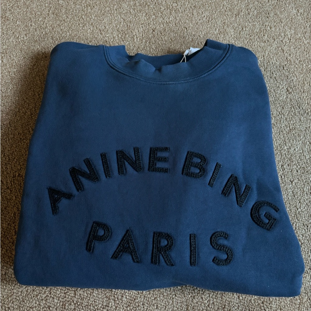 Anine Bing Dark Teal Sweatshirt with Embroidered Logo